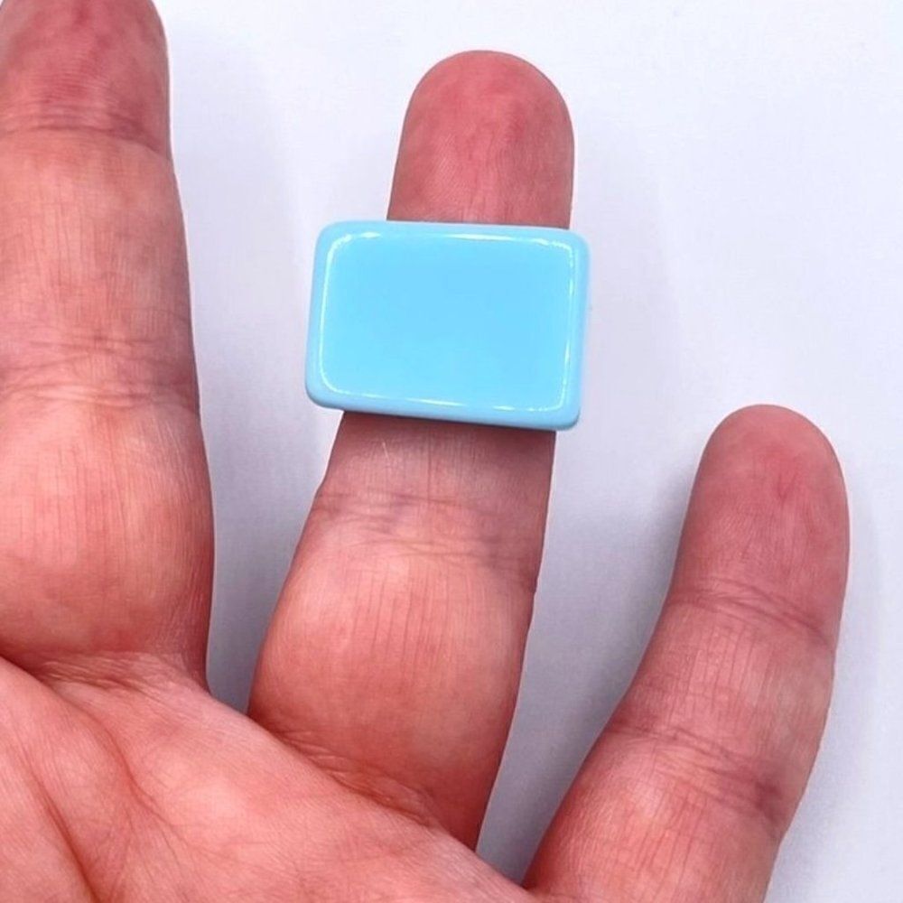 Sky Blue Acrylic Geometric Rectangle Chunky Statement Ring Size 7.5 - Picture 6 of 8